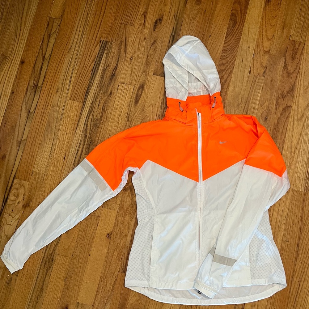 Nike Neon Orange White Mesh Windbreaker Jacket